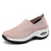 Women's Sneakers Plus Size Flyknit Shoes Slip-on Sneakers Daily Solid Color Summer Wedge Heel Round Toe Casual Minimalism Running Walking Tissage Volant Loafer Black Light Pink Blue