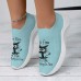 Women's Sneakers Slip-Ons Print Shoes Animal Print Flyknit Shoes Outdoor Daily Cat Flat Heel Fashion Casual Tissage Volant Pink Blue Purple