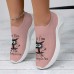 Women's Sneakers Slip-Ons Print Shoes Animal Print Flyknit Shoes Outdoor Daily Cat Flat Heel Fashion Casual Tissage Volant Pink Blue Purple