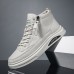 Men's Sneakers Skate Shoes High Top Sneakers Comfort Shoes Walking Casual Athletic PU Breathable Zipper Black White Fall