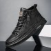 Men's Sneakers Skate Shoes High Top Sneakers Comfort Shoes Walking Casual Athletic PU Breathable Zipper Black White Fall