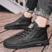 Men's Sneakers Skate Shoes High Top Sneakers Comfort Shoes Walking Casual Athletic PU Breathable Zipper Black White Fall