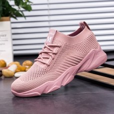 Women's Sneakers Pink Shoes Flyknit Shoes Daily Color Block Shoes And Bags Matching Sets Summer Lace-up Flat Heel Round Toe Casual Running Walking Tissage Volant Lace-up Black White Pink