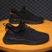 Men's Sneakers Flyknit Shoes Running Casual Daily Tissage Volant Breathable Lace-up Black Beige Gray Summer Spring