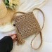 Women's Crossbody Bag Straw Daily Beach Zipper Lightweight Solid Color Khaki