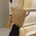 Women's Crossbody Bag Straw Daily Beach Zipper Lightweight Solid Color Khaki