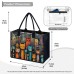 Women's Handbag Tote Boston Bag Polyester Shopping Daily Travel Print Large Capacity Foldable Lightweight Cat Black Yellow Red