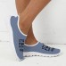 Women's Sneakers Print Shoes Plus Size Daily Travel Slogan Flat Heel Casual Comfort Minimalism Walking Mesh Blue Gray