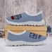 Women's Sneakers Print Shoes Plus Size Daily Travel Slogan Flat Heel Casual Comfort Minimalism Walking Mesh Blue Gray