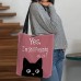 Women's Tote Shoulder Bag Canvas Tote Bag Polyester Shopping Daily Holiday Print Large Capacity Foldable Lightweight Cat Letter Pink Blue Grey