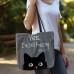 Women's Tote Shoulder Bag Canvas Tote Bag Polyester Shopping Daily Holiday Print Large Capacity Foldable Lightweight Cat Letter Pink Blue Grey