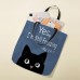 Women's Tote Shoulder Bag Canvas Tote Bag Polyester Shopping Daily Holiday Print Large Capacity Foldable Lightweight Cat Letter Pink Blue Grey