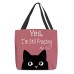 Women's Tote Shoulder Bag Canvas Tote Bag Polyester Shopping Daily Holiday Print Large Capacity Foldable Lightweight Cat Letter Pink Blue Grey