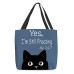 Women's Tote Shoulder Bag Canvas Tote Bag Polyester Shopping Daily Holiday Print Large Capacity Foldable Lightweight Cat Letter Pink Blue Grey