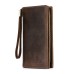 Crazy horse skin long wallet men's Leather Men's hand bag leather zipper bag large capacity multi Card Wallet