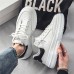 Men's Sneakers White Shoes Walking Vintage Casual Outdoor Daily Knit Warm Height Increasing Comfortable Lace-up Black White Fall Winter