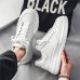 Men's Sneakers White Shoes Walking Vintage Casual Outdoor Daily Knit Warm Height Increasing Comfortable Lace-up Black White Fall Winter