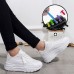 Women's Sneakers White Shoes Platform Sneakers Outdoor Daily Platform Round Toe Sporty Casual Walking PU Lace-up White With 16pcs Set Lazy No-Tie Silicone Elastic Laces Fast Shoes Lace