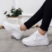 Women's Sneakers White Shoes Platform Sneakers Outdoor Daily Platform Round Toe Sporty Casual Walking PU Lace-up White With 16pcs Set Lazy No-Tie Silicone Elastic Laces Fast Shoes Lace