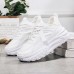 Women's Sneakers White Shoes Platform Sneakers Outdoor Daily Platform Round Toe Sporty Casual Walking PU Lace-up White With 16pcs Set Lazy No-Tie Silicone Elastic Laces Fast Shoes Lace