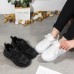 Women's Sneakers White Shoes Platform Sneakers Outdoor Daily Platform Round Toe Sporty Casual Walking PU Lace-up White With 16pcs Set Lazy No-Tie Silicone Elastic Laces Fast Shoes Lace