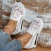 Women's Slip-Ons Comfort Shoes Daily Solid Color Summer Flower Wedge Heel Round Toe Casual Mesh Loafer Black White khaki