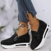 Women's Slip-Ons Comfort Shoes Daily Solid Color Summer Flower Wedge Heel Round Toe Casual Mesh Loafer Black White khaki