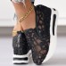 Women's Sneakers Plus Size Height Increasing Shoes Slip-on Sneakers Outdoor Daily Solid Color Summer Sequin Wedge Heel Round Toe Casual Minimalism Walking Mesh Loafer Silver Black Gold