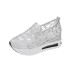 Women's Sneakers Plus Size Height Increasing Shoes Slip-on Sneakers Outdoor Daily Solid Color Summer Sequin Wedge Heel Round Toe Casual Minimalism Walking Mesh Loafer Silver Black Gold