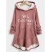 Women's Hoodie Sweatshirt Pullover Sherpa Fleece Lined Letter Warm Funny Fuzzy Button Front Pocket Print Pink Blue Gray Casual Sports Hoodie Long Sleeve Top Micro-elastic Fall & Winter