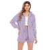 Women's Hooded Pajama Sets 3 Pieces Fluffy Fleece Long Sleeves Coat Shorts Vest for Winter Gift for Valentine's Day