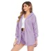 Women's Hooded Pajama Sets 3 Pieces Fluffy Fleece Long Sleeves Coat Shorts Vest for Winter Gift for Valentine's Day