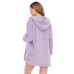 Women's Hooded Pajama Sets 3 Pieces Fluffy Fleece Long Sleeves Coat Shorts Vest for Winter Gift for Valentine's Day