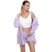 Women's Hooded Pajama Sets 3 Pieces Fluffy Fleece Long Sleeves Coat Shorts Vest for Winter Gift for Valentine's Day