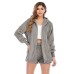 Women's Hooded Pajama Sets 3 Pieces Fluffy Fleece Long Sleeves Coat Shorts Vest for Winter Gift for Valentine's Day