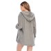 Women's Hooded Pajama Sets 3 Pieces Fluffy Fleece Long Sleeves Coat Shorts Vest for Winter Gift for Valentine's Day