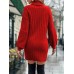 Women's Christmas Red Turtleneck Sweater Dress Elegant Long Sleeve Mini Knitted Sweater Dress