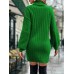 Women's Christmas Red Turtleneck Sweater Dress Elegant Long Sleeve Mini Knitted Sweater Dress