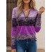 Women's Sweatshirt Pullover Color Block Active Sportswear Print Quarter Zip Pink Blue Purple Casual Sports Round Neck Long Sleeve Micro-elastic Fall & Winter