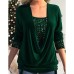 Blouse Women's Wine Red Dark Green Purple Solid / Plain Color Patchwork Sequin Daily Indoor Outdoor Classic U Neck Regular Fit S