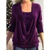 Blouse Women's Wine Red Dark Green Purple Solid / Plain Color Patchwork Sequin Daily Indoor Outdoor Classic U Neck Regular Fit S