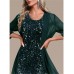 Women's Two Piece Dress Set Sequin Dress Party Dress Party Wedding Guest Elegant Fashion Patchwork Sequin Midi Dress Crew Neck Long Sleeve Plain Regular Fit Green Fall Winter S M L XL XXL