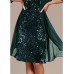 Women's Two Piece Dress Set Sequin Dress Party Dress Party Wedding Guest Elegant Fashion Patchwork Sequin Midi Dress Crew Neck Long Sleeve Plain Regular Fit Green Fall Winter S M L XL XXL