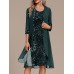 Women's Two Piece Dress Set Sequin Dress Party Dress Party Wedding Guest Elegant Fashion Patchwork Sequin Midi Dress Crew Neck Long Sleeve Plain Regular Fit Green Fall Winter S M L XL XXL