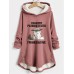 Women's Hoodie Sweatshirt Pullover Sherpa Fleece Lined Cat Letter Warm Funny Fuzzy Button Print Dark Pink Blue Gray Casual Sports Hoodie Long Sleeve Top Micro-elastic Fall & Winter