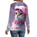 Women's Sweatshirt Pullover Cat Active Sportswear Print Pink Red Purple Casual Sports Round Neck Long Sleeve Top Micro-elastic Fall & Winter