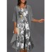 Women‘s Dress Set Two Piece Dress Midi Dress Green Blue Gray Half Sleeve Floral Print Summer Spring U Neck Casual 2023 S M L XL XXL 3XL