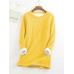 Women's Sweatshirt Pullover Basic Streetwear Sherpa Fleece Blue Pink Yellow Solid Color Casual Round Neck Long Sleeve Cotton S M L XL XXL / Fleece lined