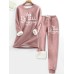 Women's Pajama Top and Pant Letter Warm Comfort Soft Home Daily Bed Fleece Warm Breathable Crew Neck Long Sleeve Pullover Pant Elastic Waist Fall Winter Pink Blue