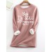 Women's Pajama Top and Pant Letter Warm Comfort Soft Home Daily Bed Fleece Warm Breathable Crew Neck Long Sleeve Pullover Pant Elastic Waist Fall Winter Pink Blue